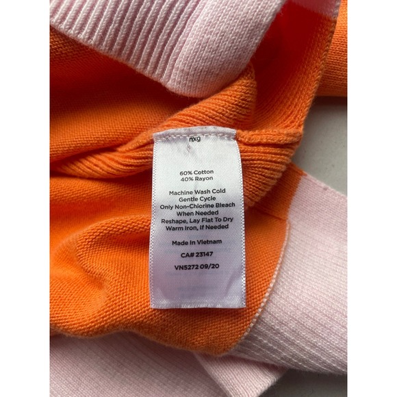 Talbots Women M Cardigan Sweater Orange Cream Baby Pink Gold Button Cotton Blend - Picture 12 of 14